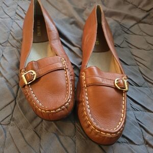 Ann Marino Brown Leather Moccasin Flats